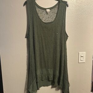 Cupio Olive Green Crochet Layered Tank